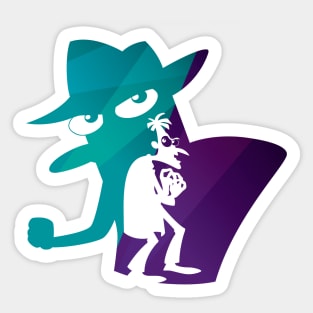 DoofenPerry Purple and Teal Silhouette Sticker